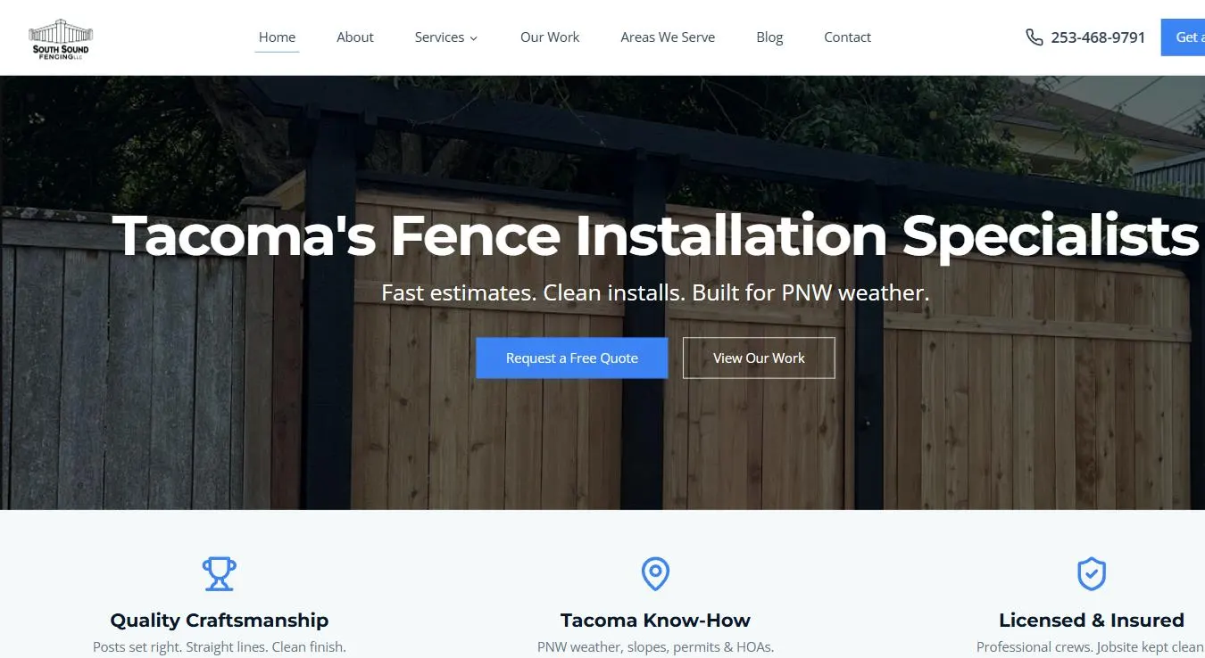 The South Sound Fencing website