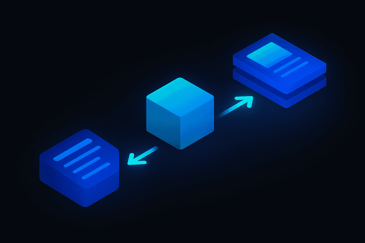 A split layout showing a service landing page on one side and a blog article on the other