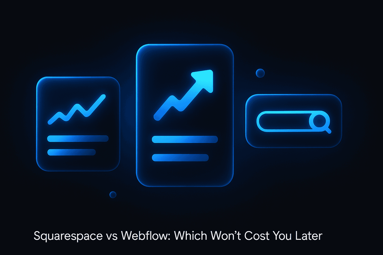 Squarespace and Webflow logos side by side on a laptop screen showing website builders